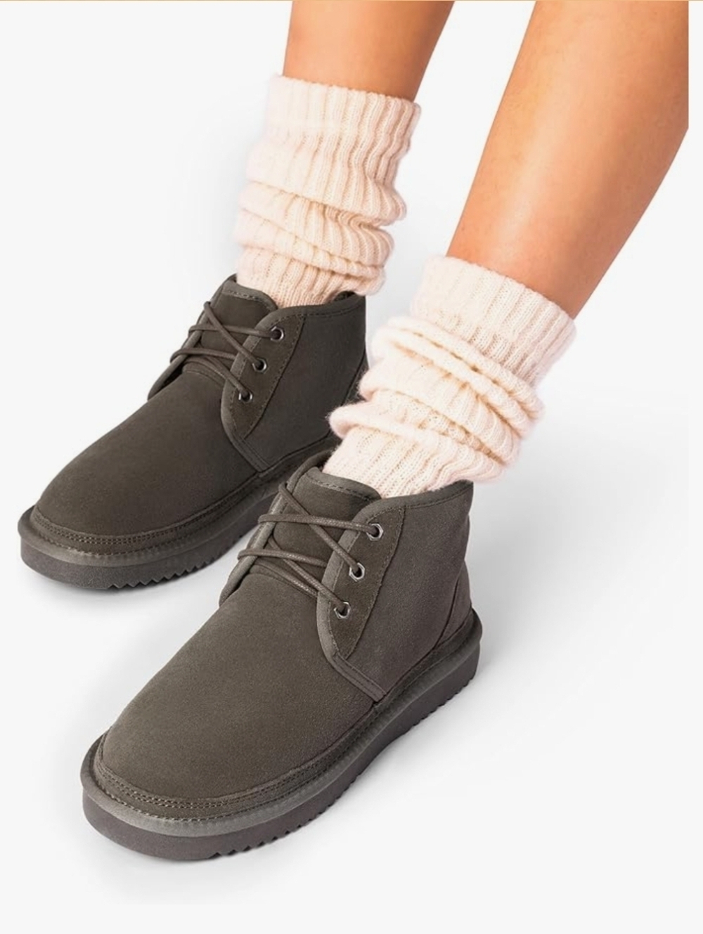 NIB DREAM PAIRS Wom. Ankle Winter  Genuine Suede Leather Faux Fur Lace Up Boots
